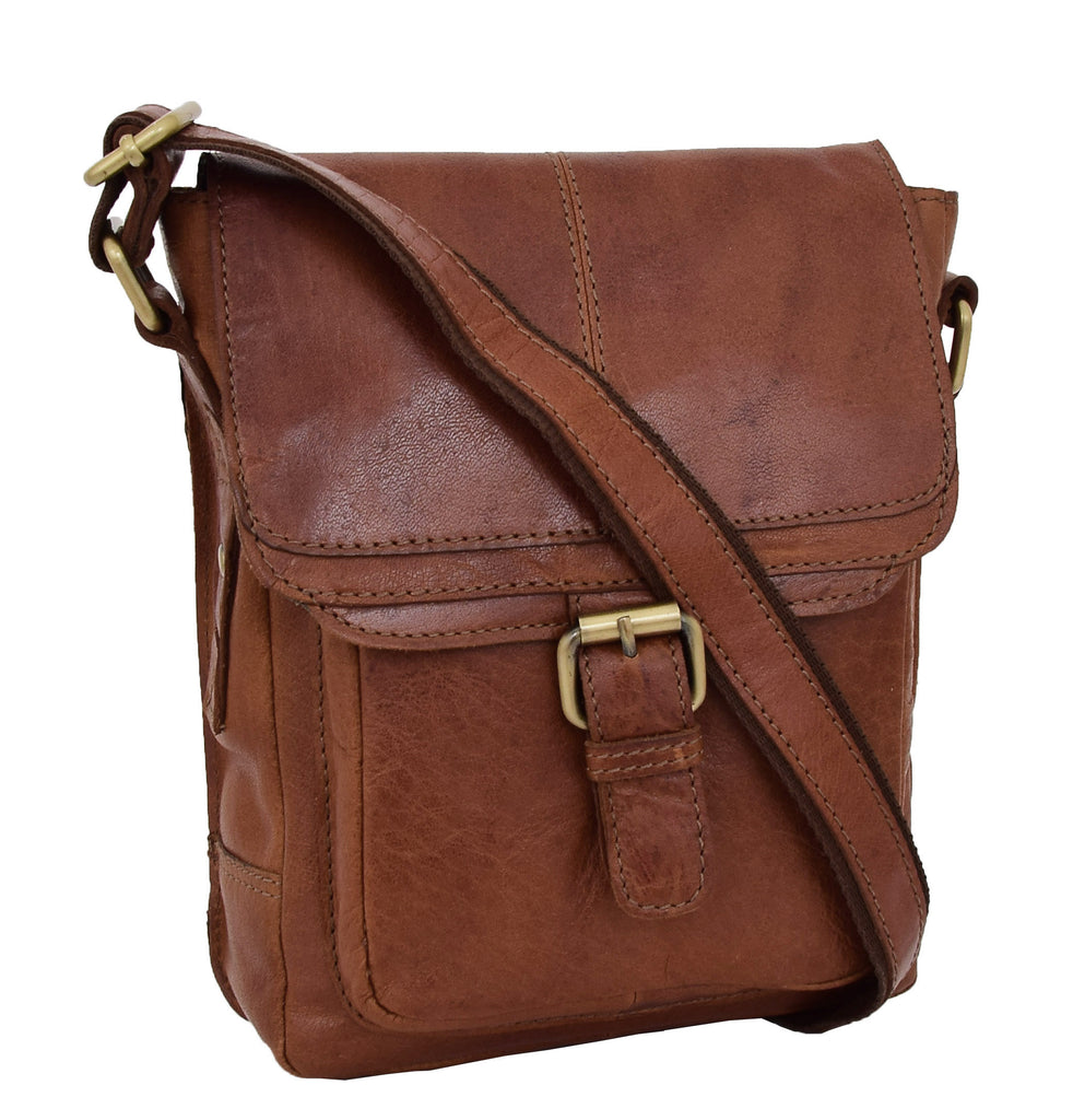 DR286 Real Leather Vintage Cross Body Bag Classic Tan 3