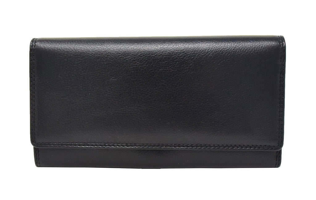 DR428 Women's Envelope Style Leather Purse Black 2