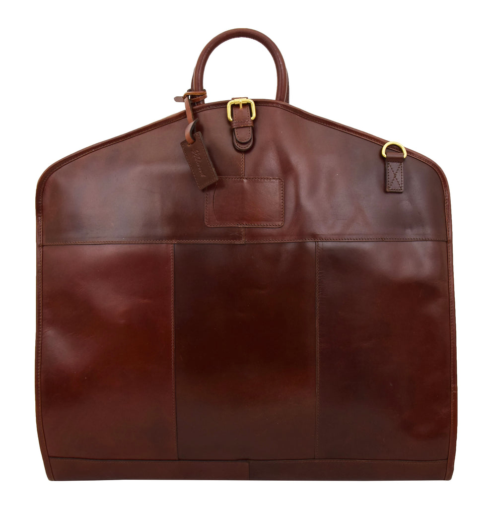 DR281 Buffalo Leather Suit Carrier Garment Bag Brandy 4