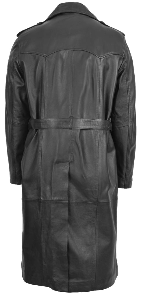 DR138 Men's Full Length Leather Coat Classic Black 2