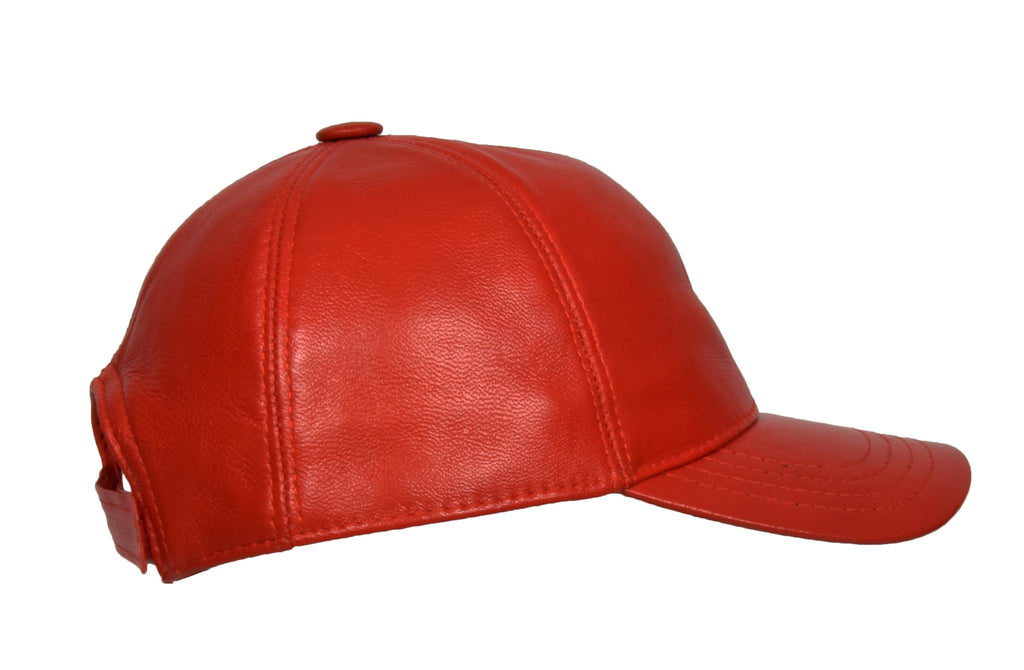 DR395 Classic Leather Baseball Cap Red 2
