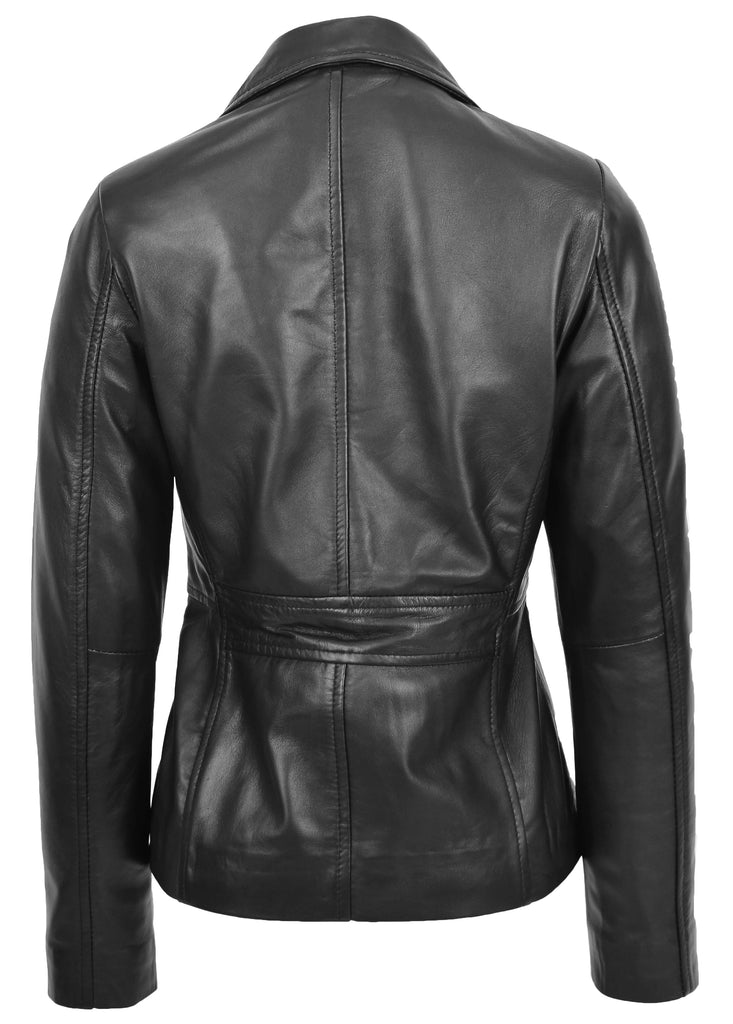 DR198 Women's Smart Work Warm Leather Jacket Black 2