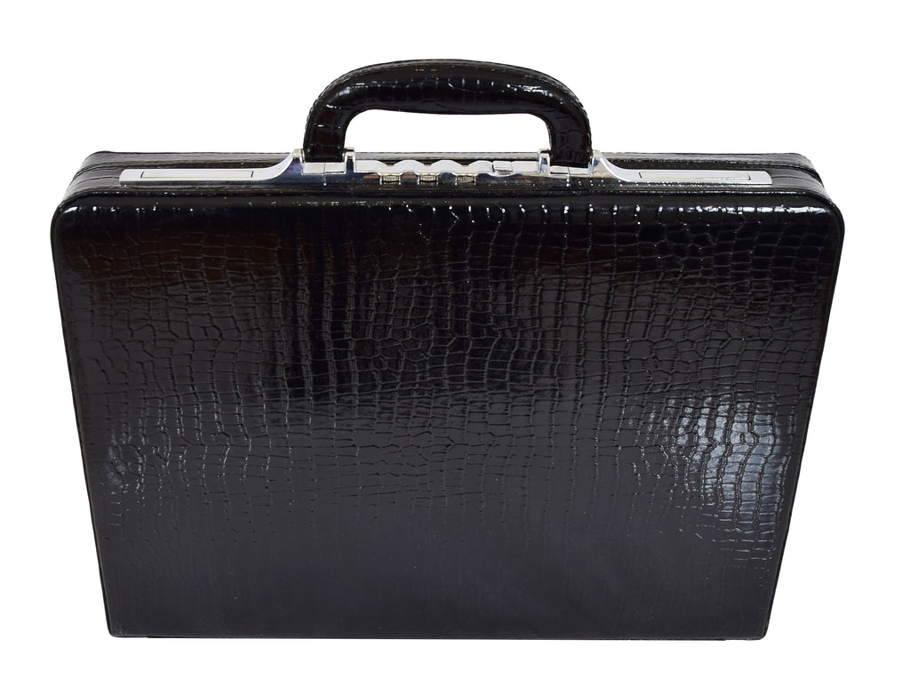 DR469 Traditional Croc Print Attache Case Black 2