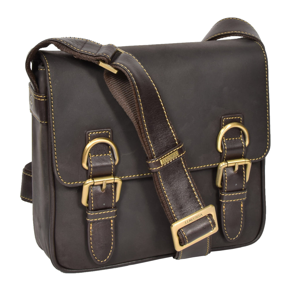 DR393 Satchel Style Leather Flight Bag Brown 2