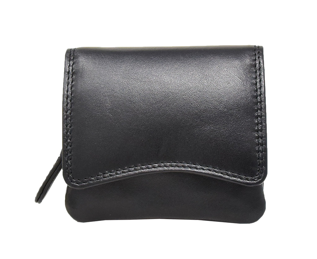DR412 Women's Small Trifold Leather Purse Black 3