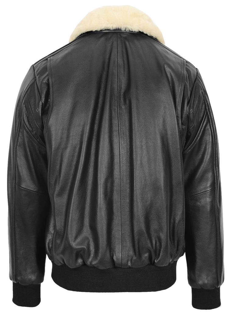 DR174 Men’s Genuine Cowhide Leather Flight Jacket Black 2