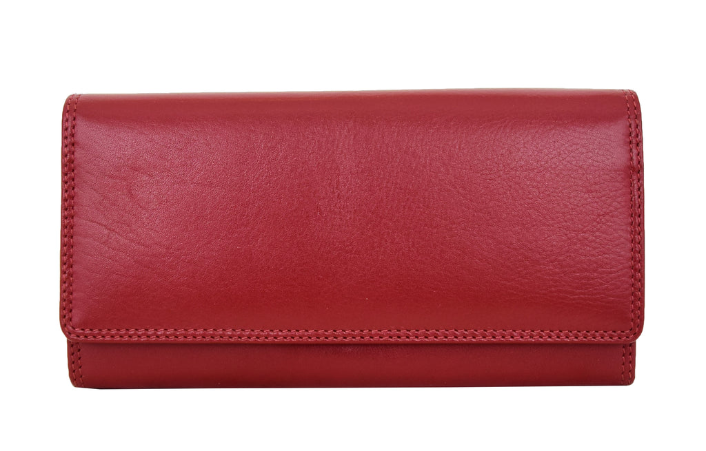 DR428 Women's Envelope Style Leather Purse Red 2