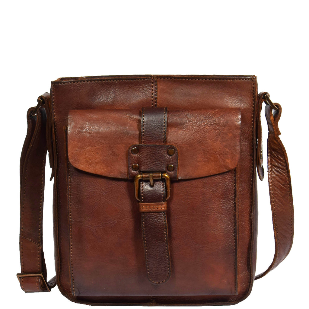 DR275 Mens Real Leather Vintage Body Bag Classic Rust 3