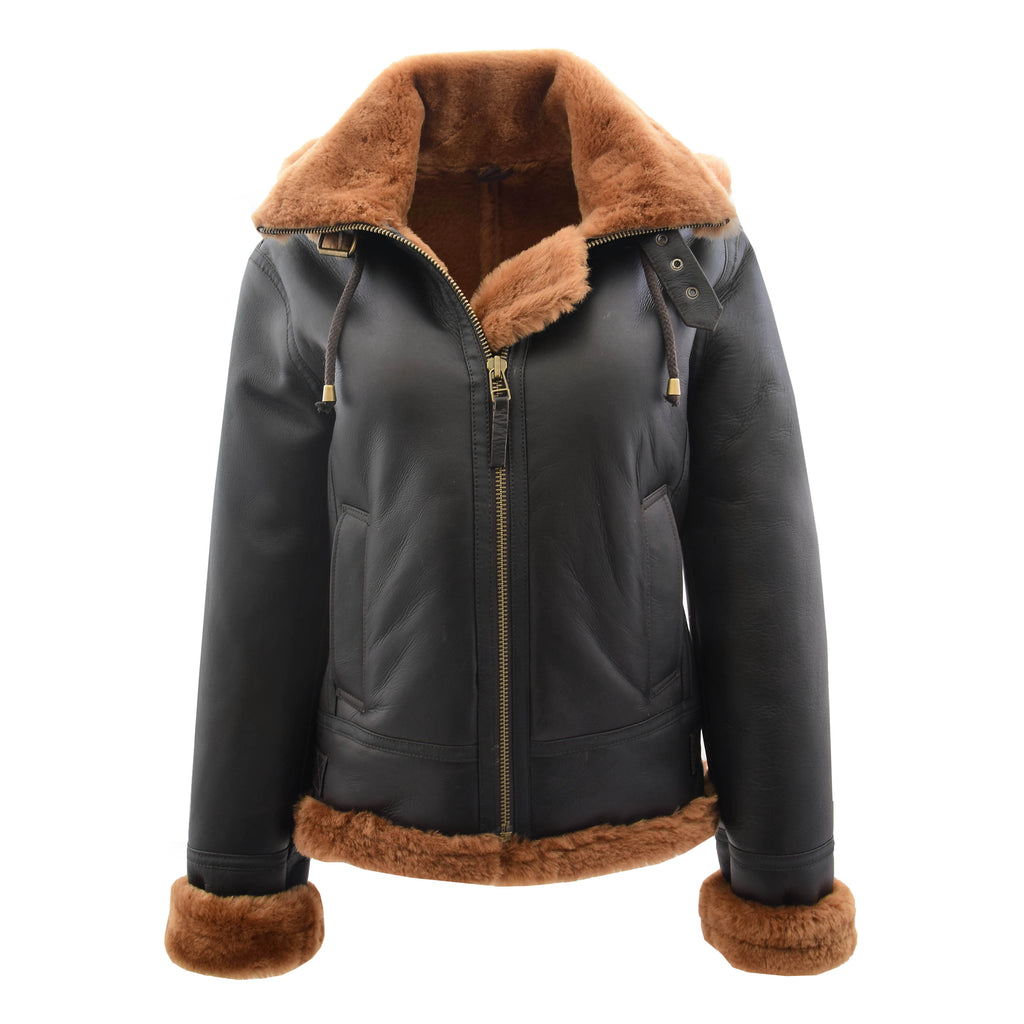 DR248 Women's Real Sheepskin Winter Warm Jacket Ginger 1