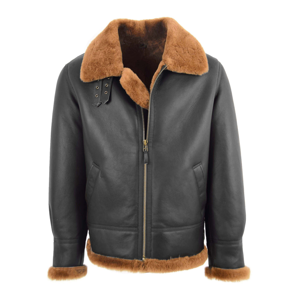 DR166 Men's Sheepskin Classic Leather Jacket Brown 1