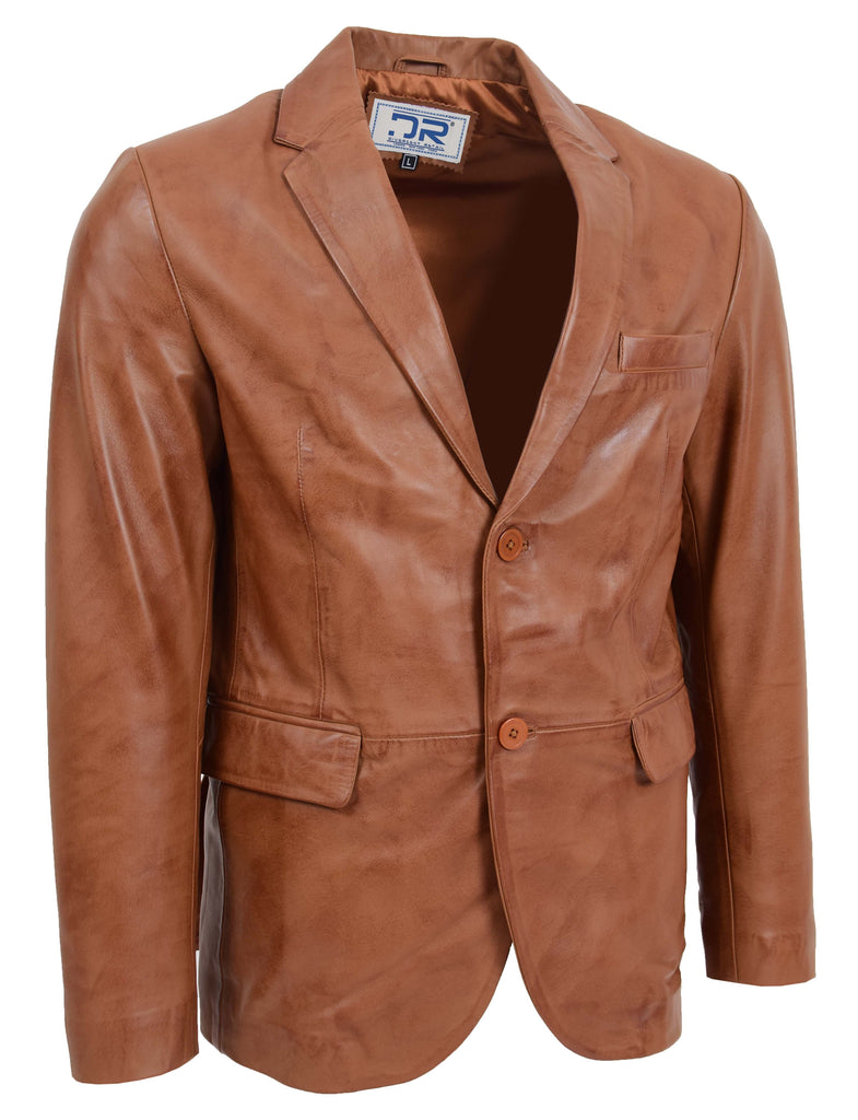 DR170 Men's Blazer Leather Jacket Tan 3
