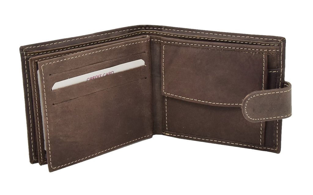 DR408 Men's Bifold Leather Notecase Wallet Brown 3