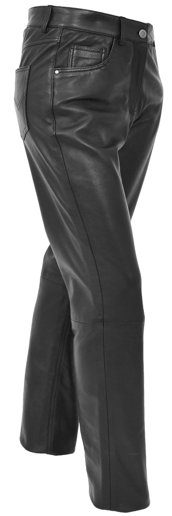 DR253 Women's Black Leather Trousers 3