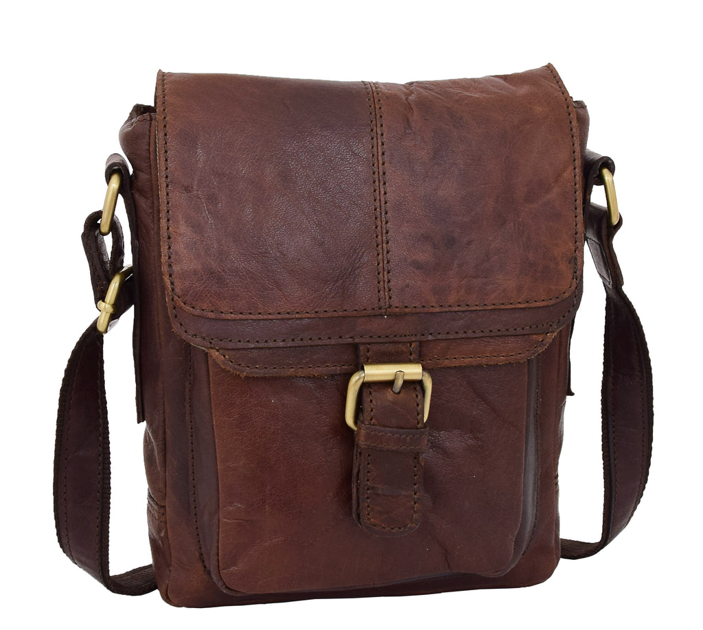 DR286 Real Leather Vintage Cross Body Bag Classic Brown 3