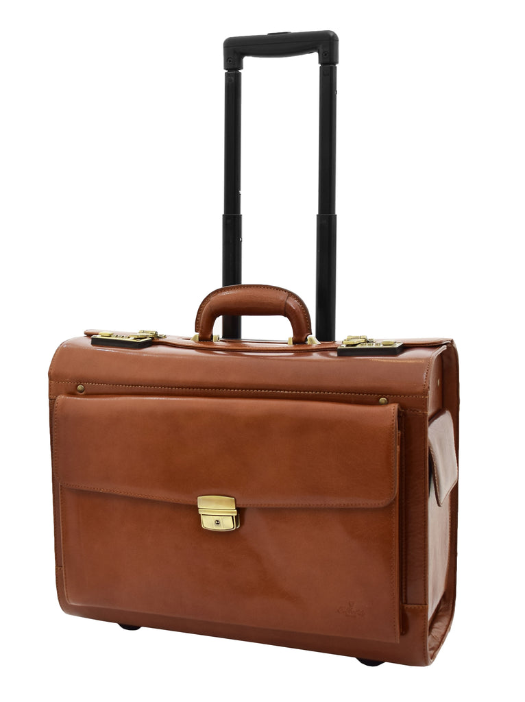 DR478 Exclusive Leather Pilot Case Laptop Bag Cognac 3