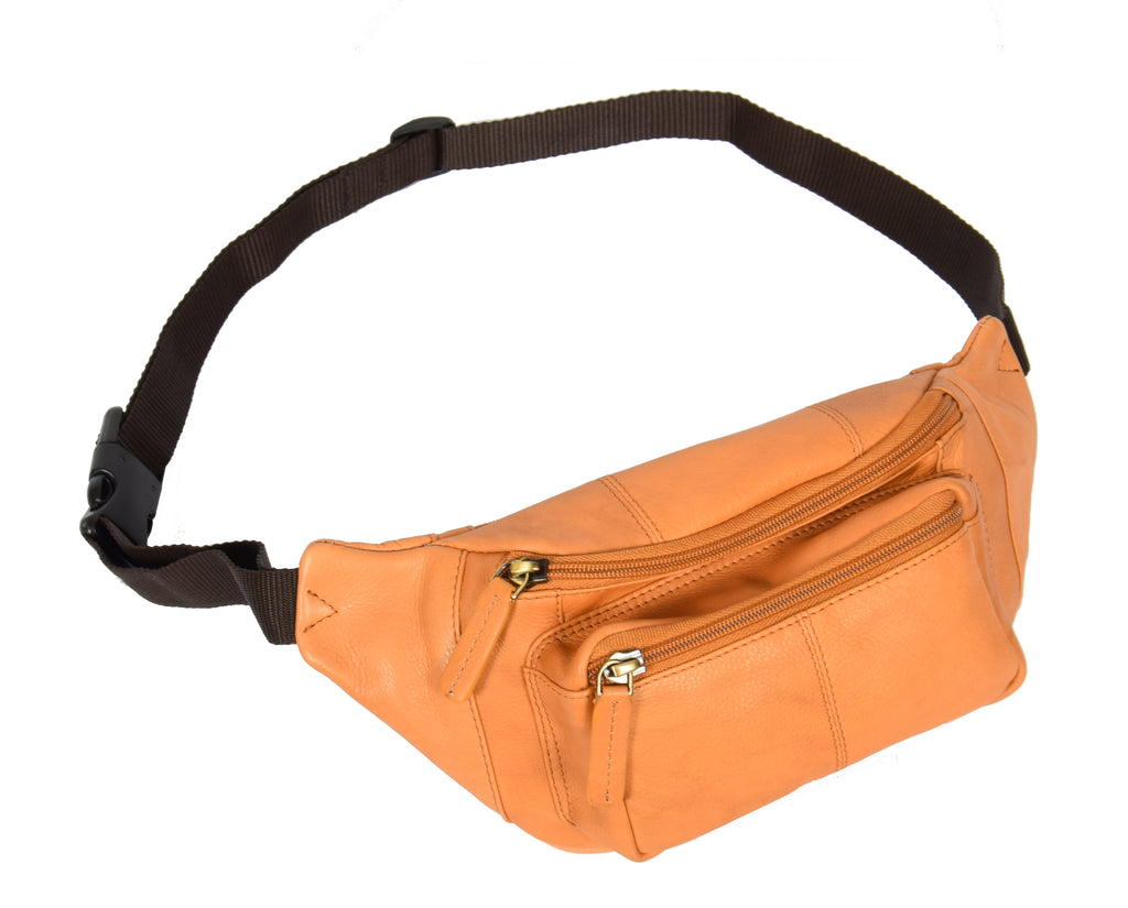 DR377 Real Leather Bum Bag Belt Waist Pack Sand 3