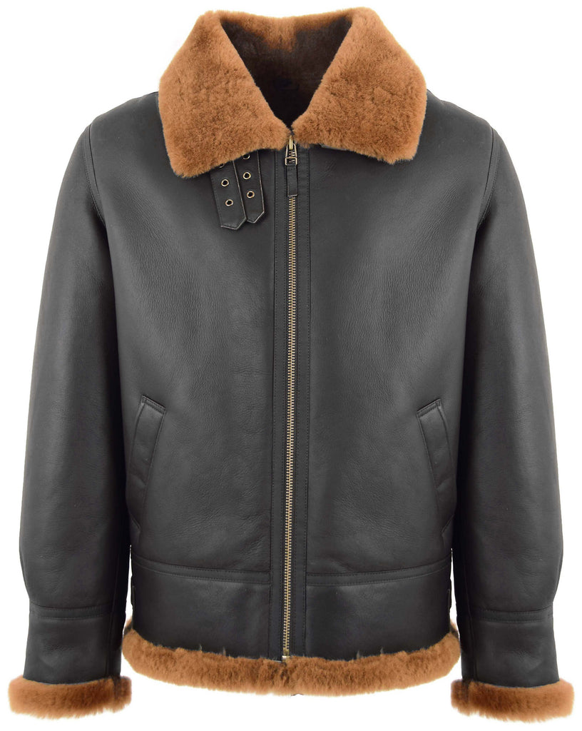 DR166 Men's Sheepskin Classic Leather Jacket Brown 3