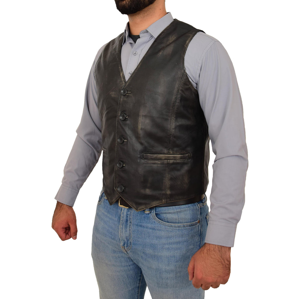 DR135 Men's Classic Waistcoat Leather Rub Off 3