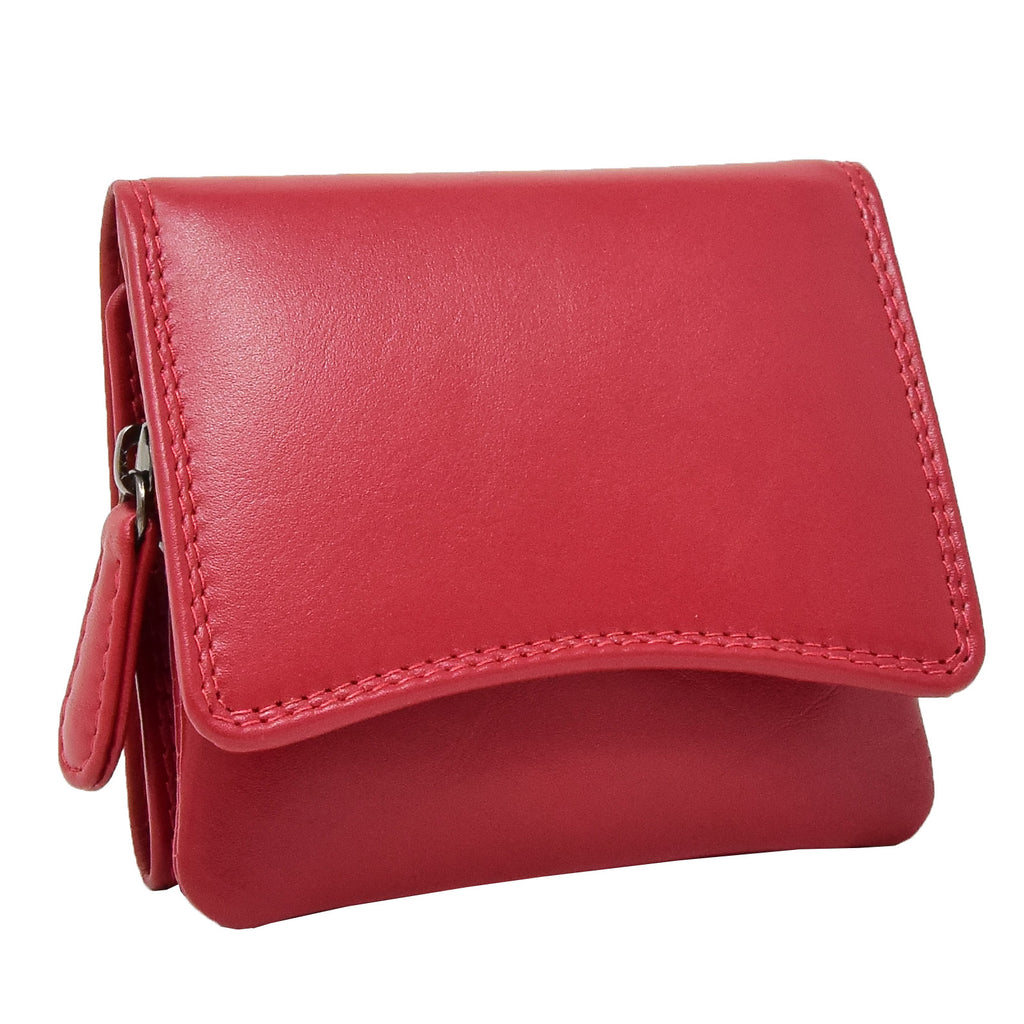 DR412 Women's Small Trifold Leather Purse Red 1