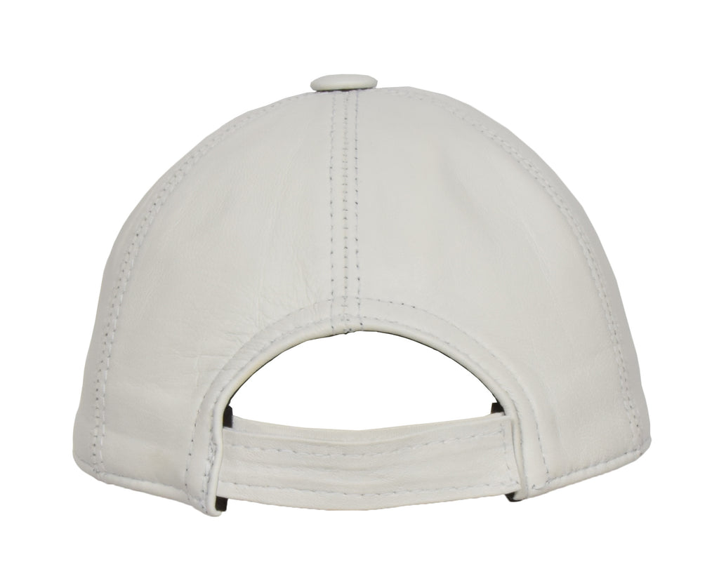 DR395 Classic Leather Baseball Cap White 3