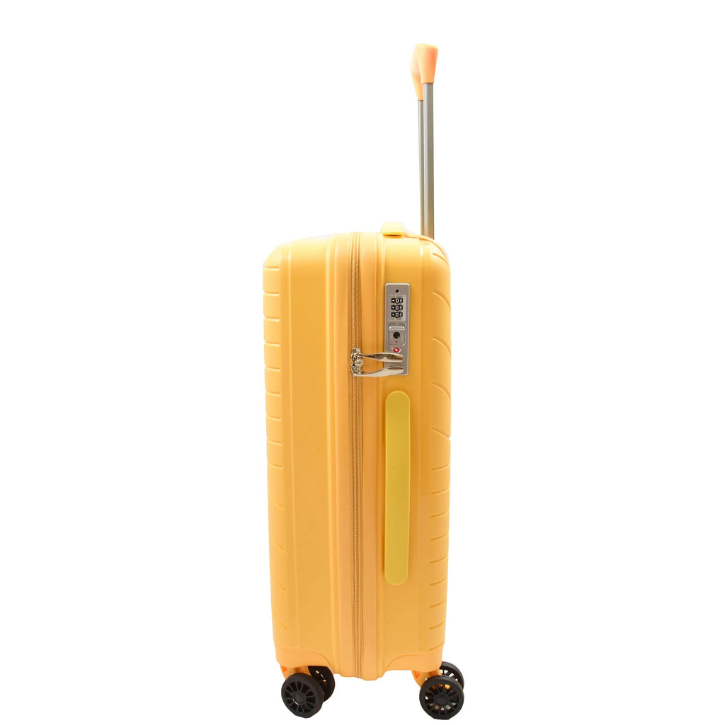 DR525 Expandable Hard Shell PP Luggage Travel Suitcase Bags with 4 Wheels Yellow 3