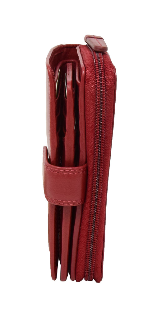 DR427 Women's Leather Booklet Style Purse Red 3