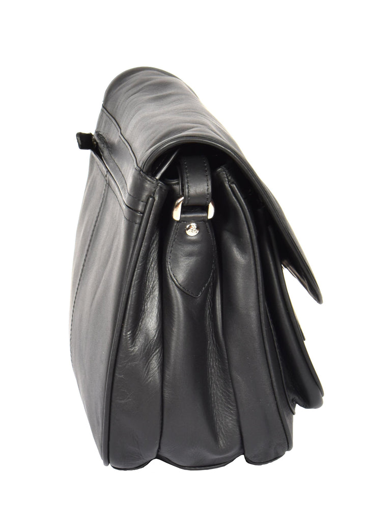 DR364 Women's Classic Cross Body Leather Bag Black 3