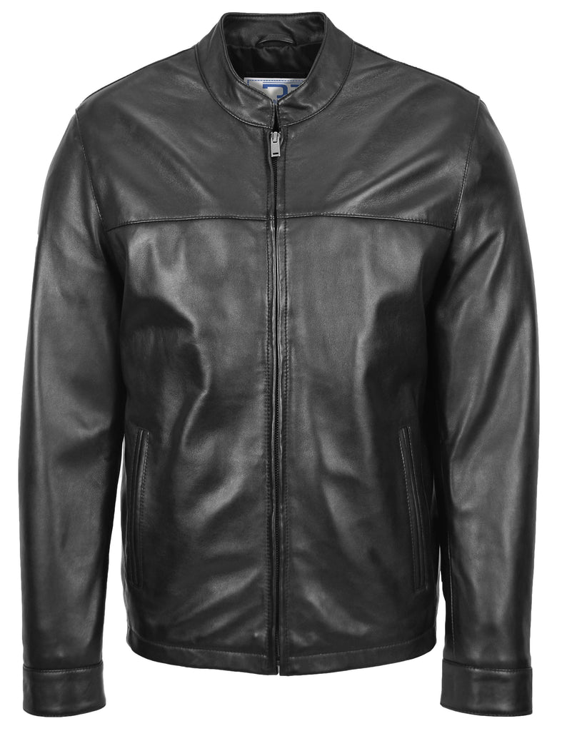 DR142 Men's Nappa Leather Biker Jacket Black 2