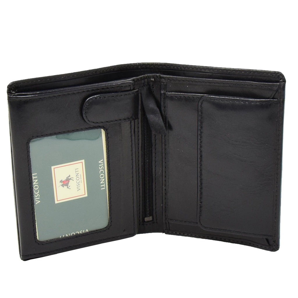 DR430 Men's Large Leather Bifold Wallet Black 1