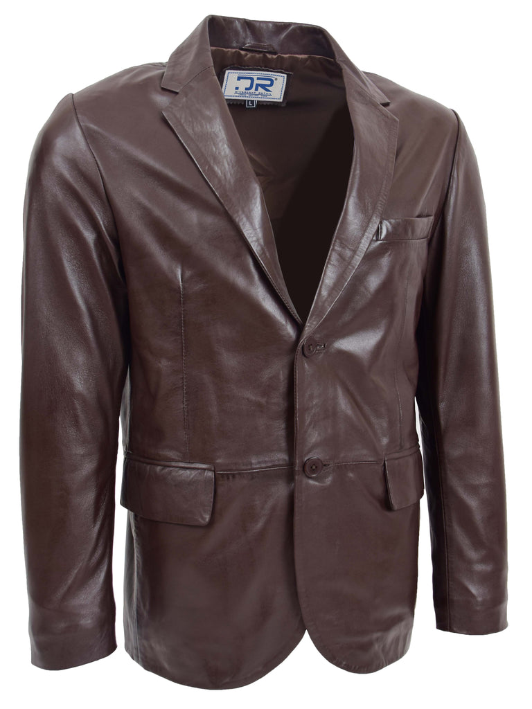 DR170 Men's Blazer Leather Jacket Brown 3