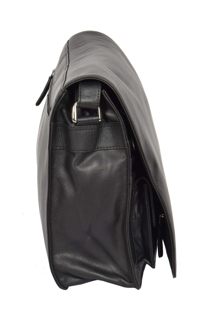 DR362 Women's Soft Leather Large Flap Over Black 2