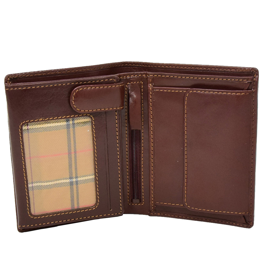 DR430 Men's Large Leather Bifold Wallet Brown 1