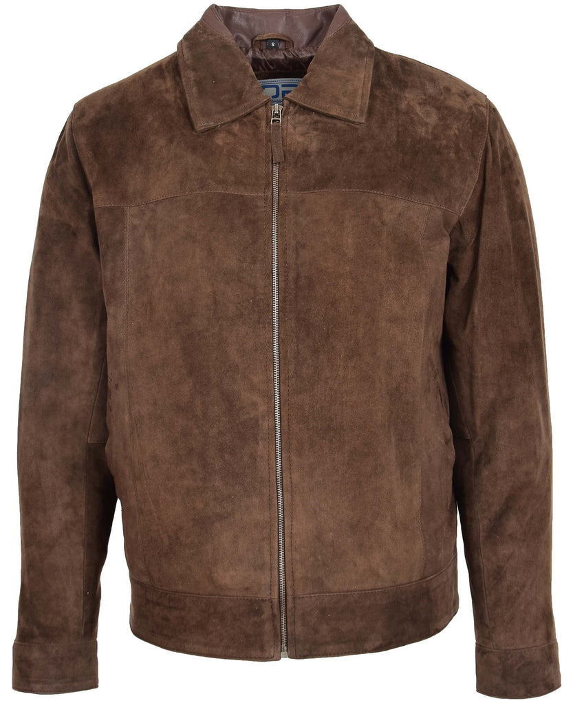 DR133 Men's Suede Leather Biker Style Jacket Brown 3