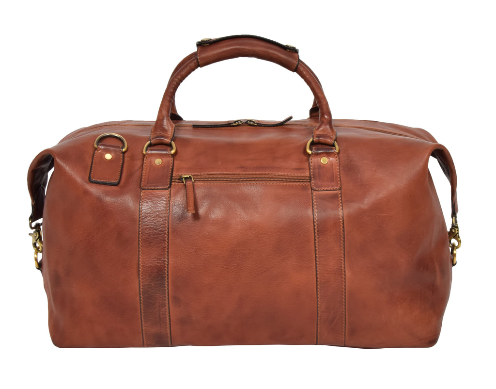 DR324 Genuine Leather Holdall Travel Weekend Duffle Bag Tan 4