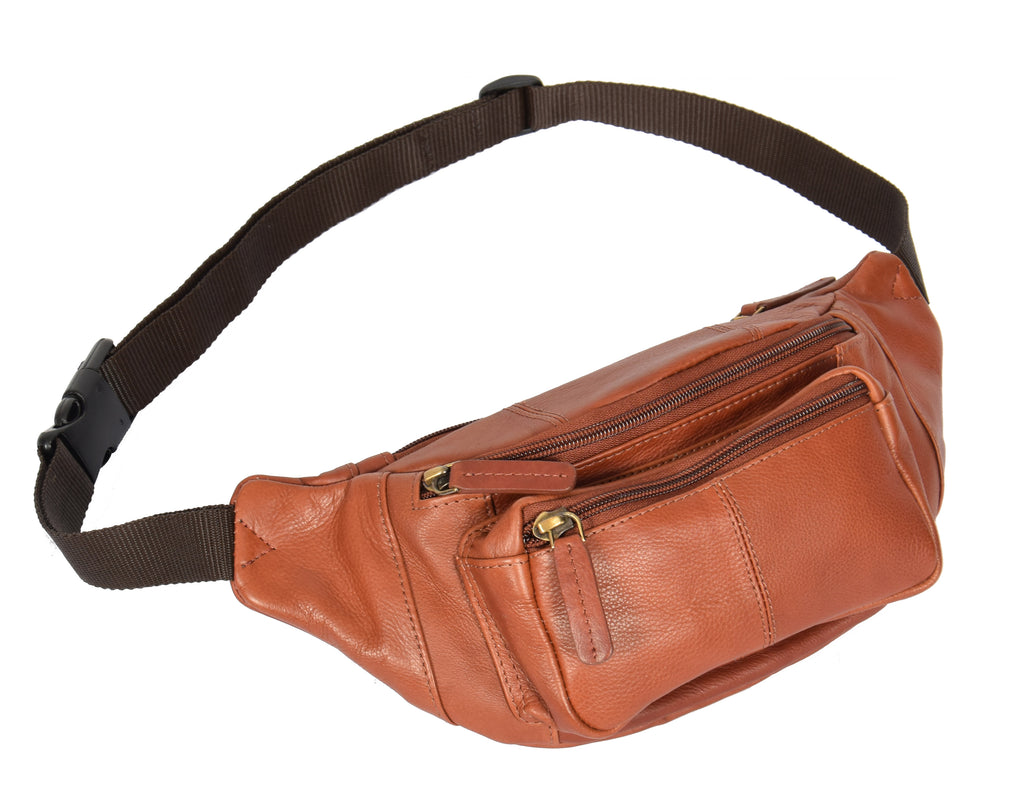 DR377 Real Leather Bum Bag Belt Waist Pack Brown 3