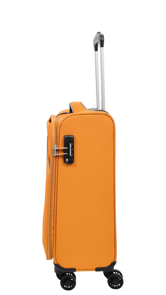 DR521 Lightweight 4 Wheel Soft Hand Luggage Cabin Size Suitcase Yellow 3