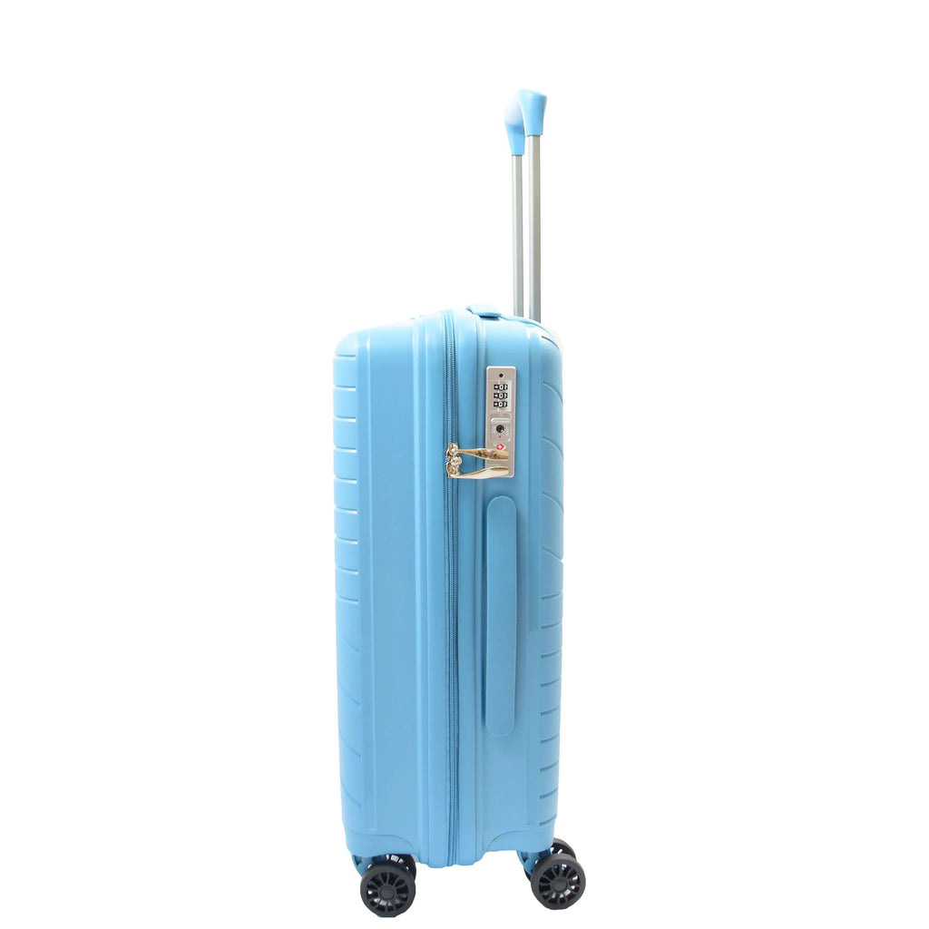 DR525 Expandable Hard Shell PP Luggage Travel Suitcase Bags with 4 Wheels Blue 3