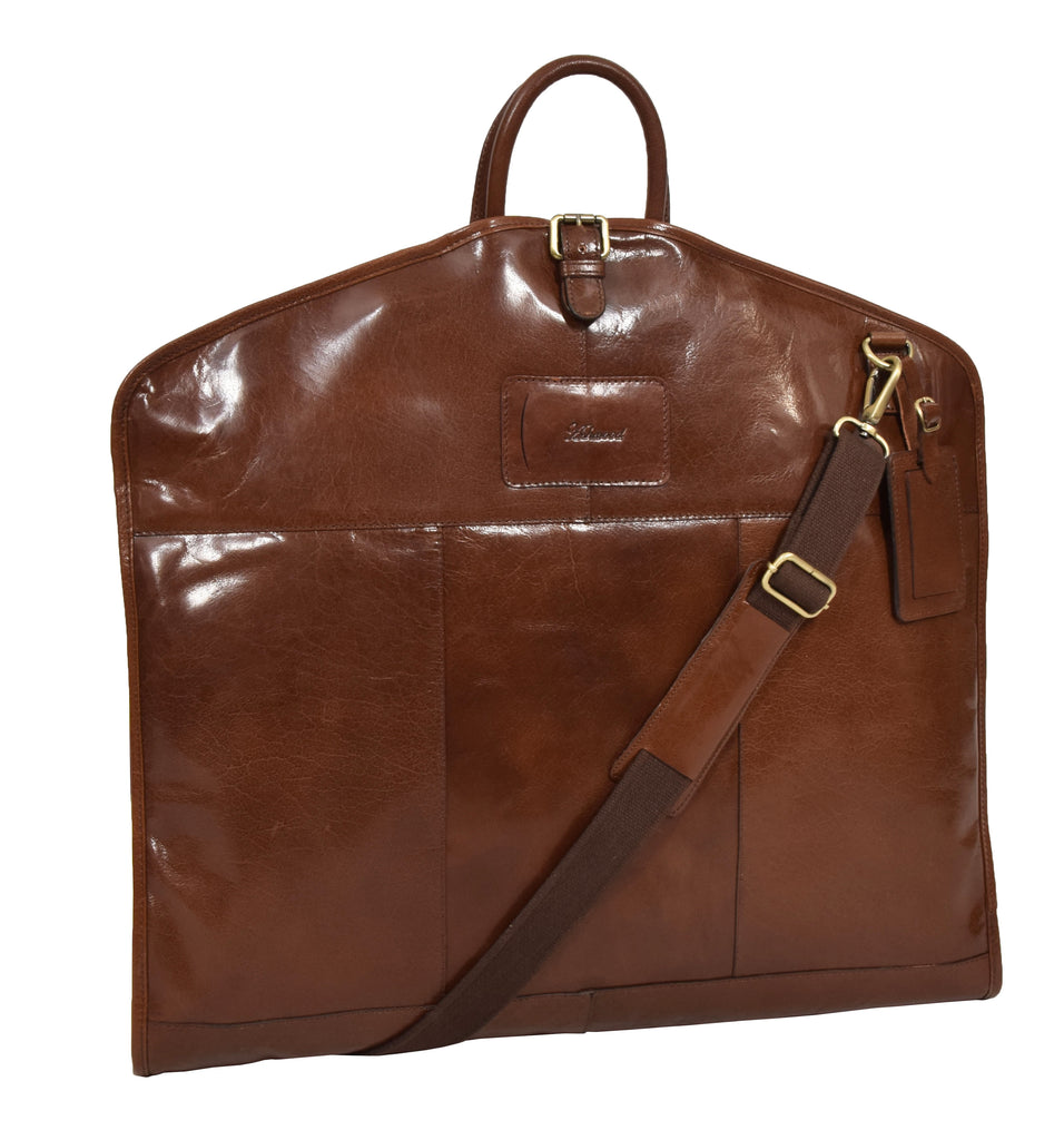 DR281 Buffalo Leather Suit Carrier Garment Bag Chestnut 2