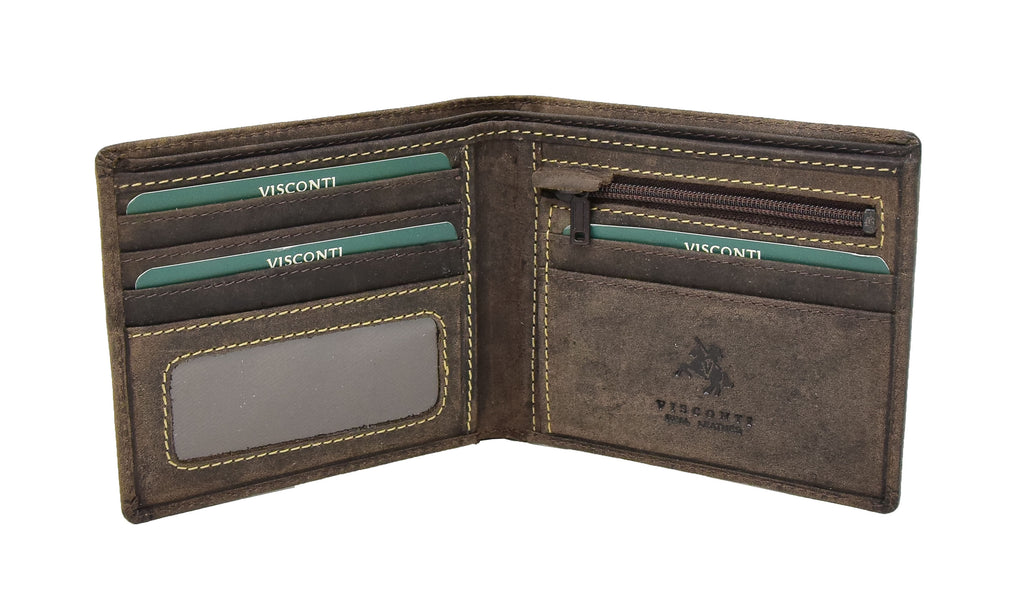 DR402 Men’s Vintage Real Leather Wallet Slim Case Oil Brown 4