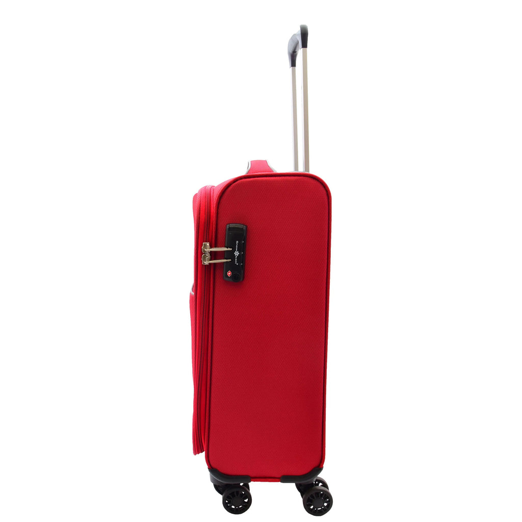 DR499 Lightweight Four Wheel Soft Luggage Suitcase TSA Lock Red 3