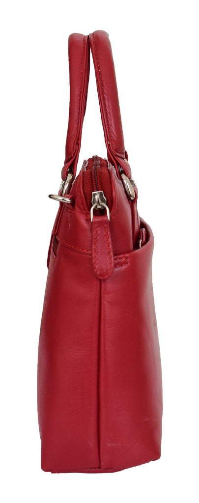DR458 Women's Leather Small Tote Cross Body Bag Red 3