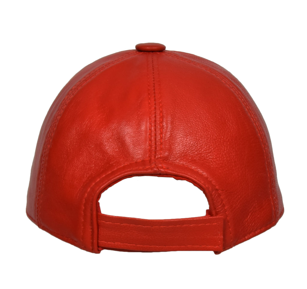 DR395 Classic Leather Baseball Cap Red 3