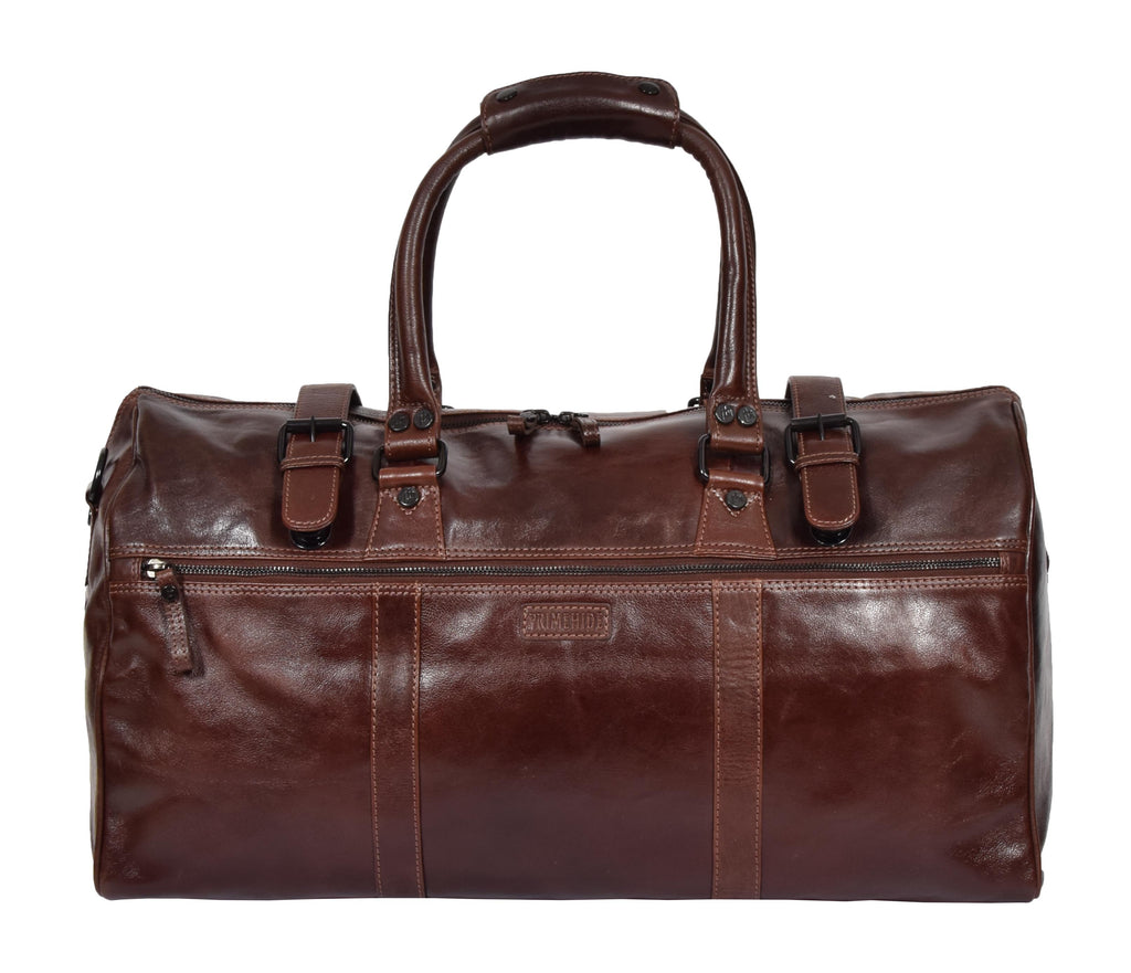 DR329 Brown Luxury Leather Holdall Travel Duffle Bag 3