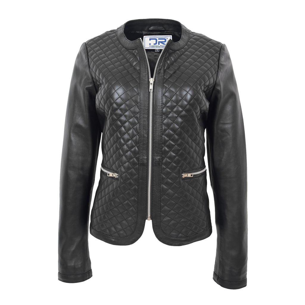 DR209 Smart Quilted Biker Style Jacket Black 1