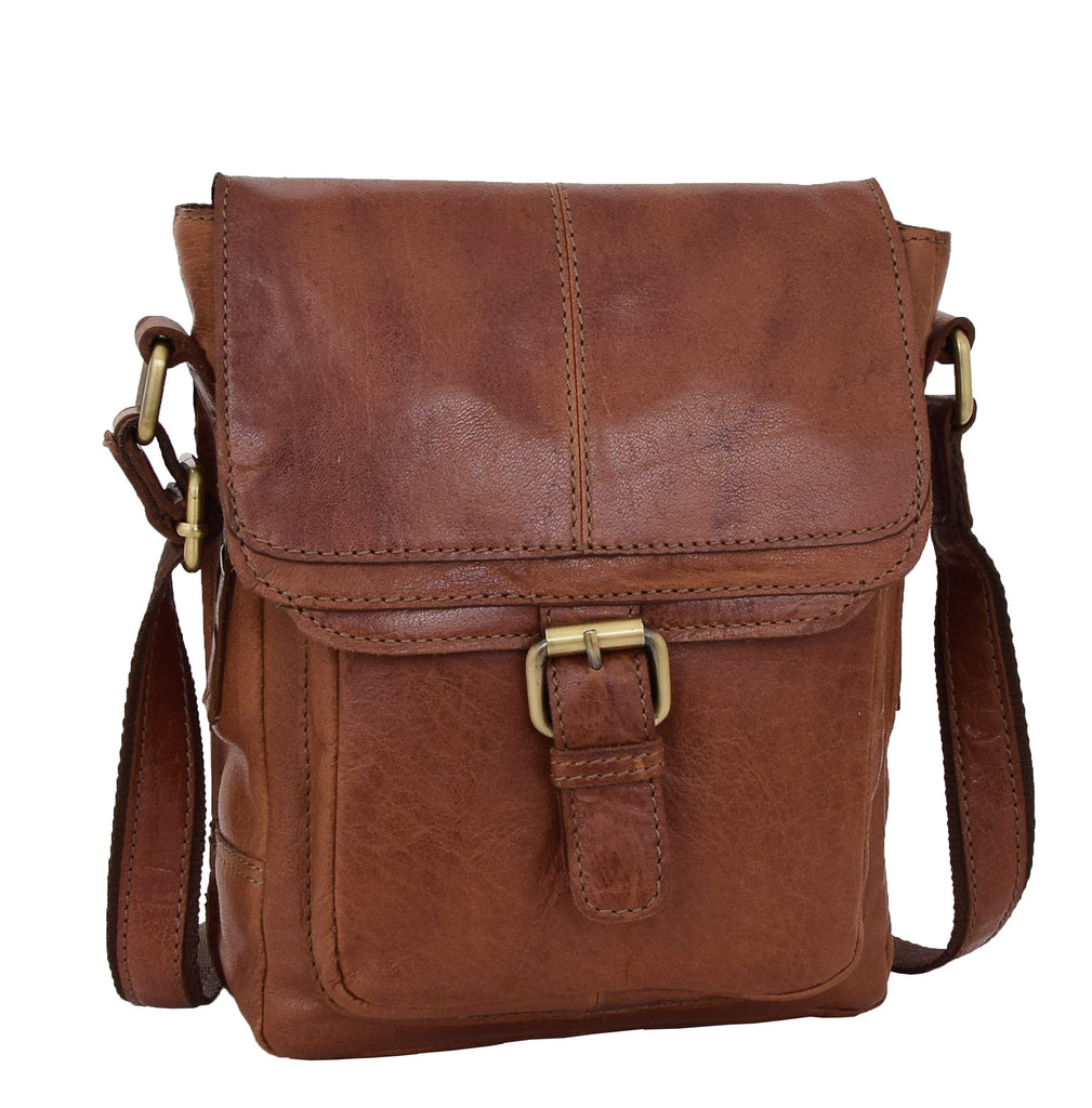 DR286 Real Leather Vintage Cross Body Bag Classic Tan 2