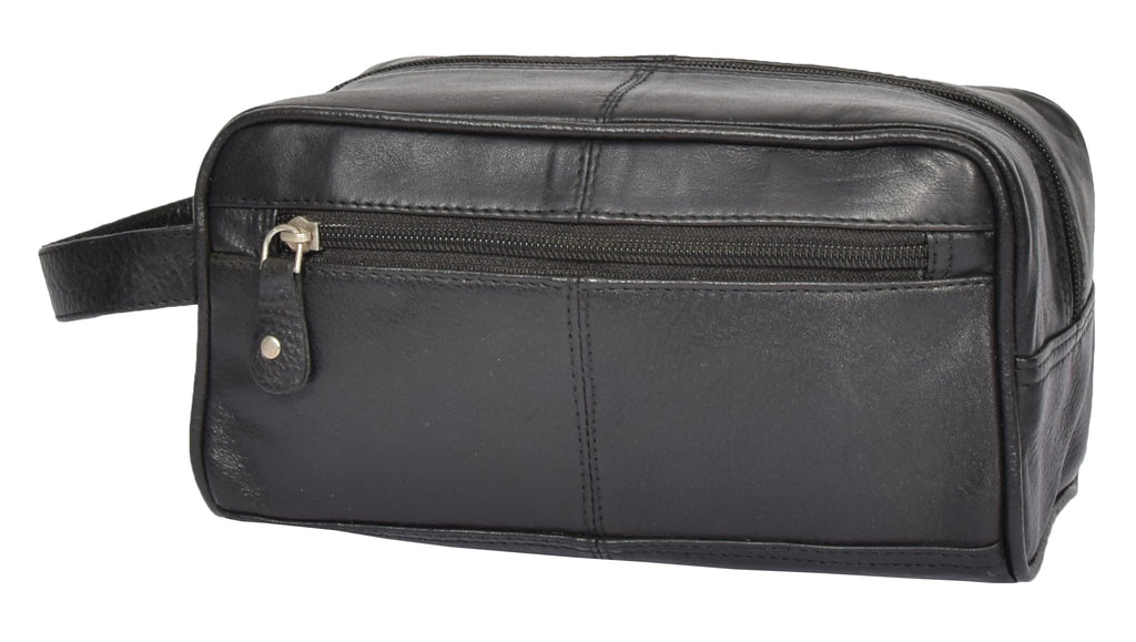 DR328 Real Leather Black Wash Toiletry Bag 3