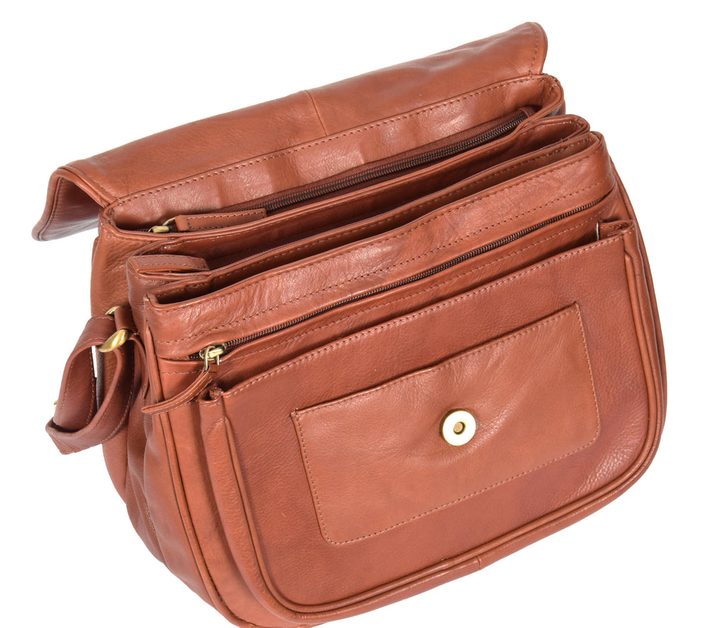 DR364 Women's Classic Cross Body Leather Bag Brown 6