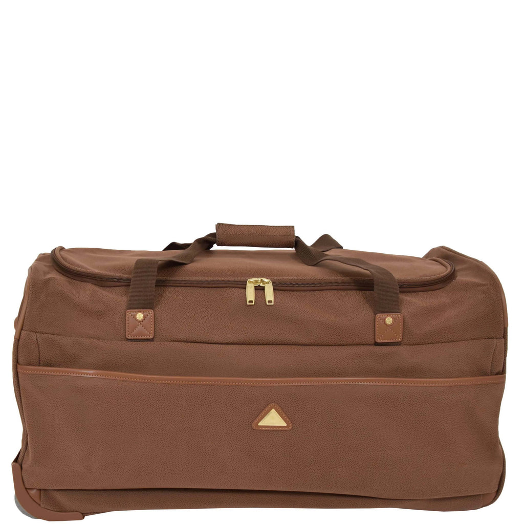 DR516 Faux Leather Large Size Wheeled Holdall Tan 3