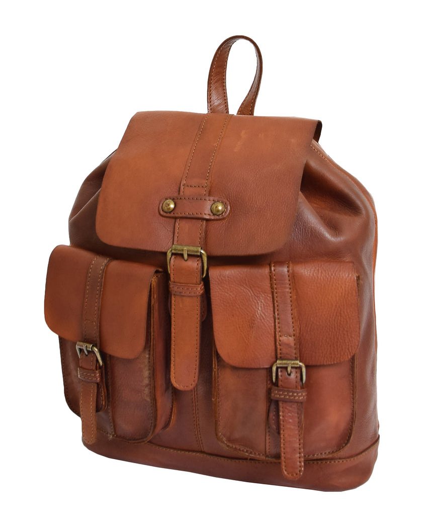 DR311 Italian Buffalo Retro Leather Rucksack Bag Backpack Tan 3