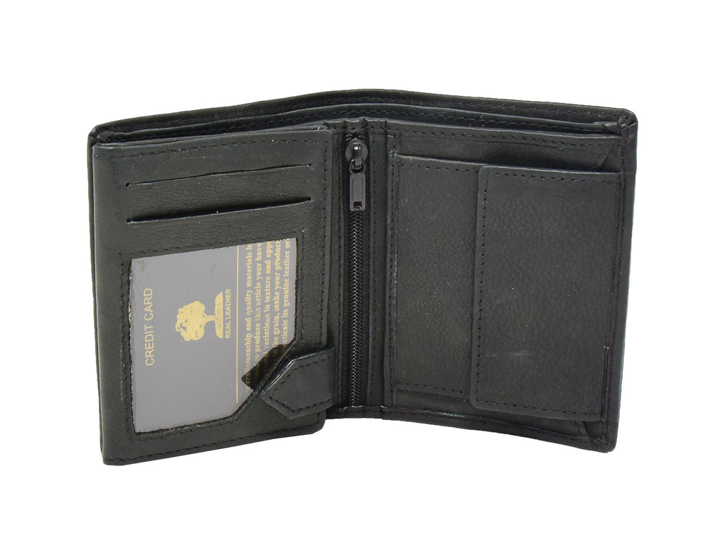 DR406 Men's Small Bifold Leather Wallet  Black 3